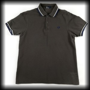 Polo Fred Perry M szare z niebiesko białą lamówką