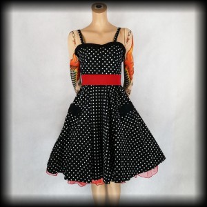 Sukienka Rockabilly XS czarna w groszki  