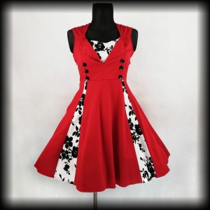Sukienka retro XL czerwona rozkloszowana