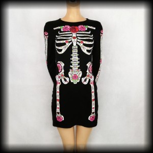 Sukienka mini szkielet M/L Kwiecista Zombina 
