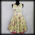 Sukienka Pin Up Hearts &amp; Roses L żółta retro w kwiaty.jpg