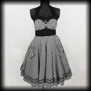 Sukienka Pin Up kratka vichy XXL czarno biała 