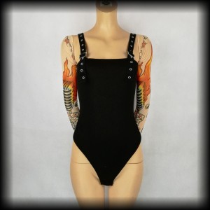 Body goth punk M czarne z nitami