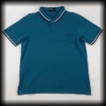 Polo Fred Perry XL niebieskie z brązowo białą lamówką.jpg
