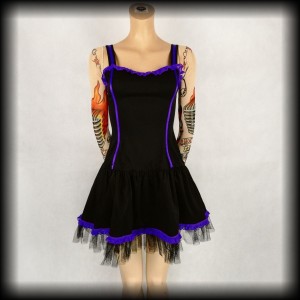Sukienka mini Phaze S czarno fioletowa Punk Goth