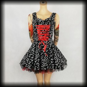 Sukienka Pin Up Punk H&R M gorsetowa mini w motyle