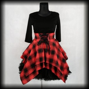 Sukienka asymetryczna w kratę L/XL Punk Goth