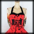 Sukienka Pin Up Punk H&amp;R S mini old school tattoo czerwona gorsetowa2.jpg
