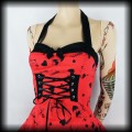 Sukienka Pin Up Punk H&amp;R S mini old school tattoo czerwona gorsetowa3.jpg