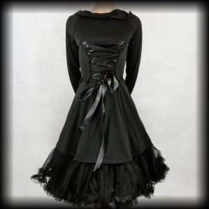 Sukienka gorsetowa z kapturem S/M czarna goth