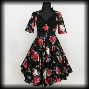 Sukienka Retro Dolly & Dotty XL czarna kwiecista