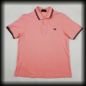 Polo Fred Perry XL różowe z czarną lamówką
