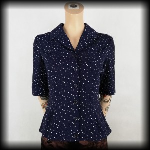 Bluzka Collectif Vintage M granatowa w kropki