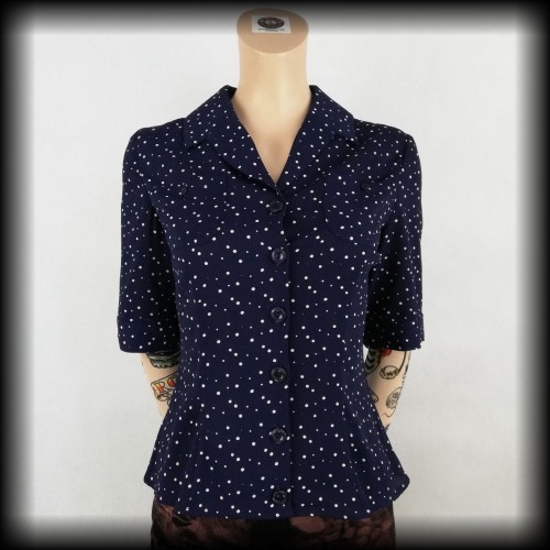 Bluzka Collectif Vintage M granatowa w kropki.jpg