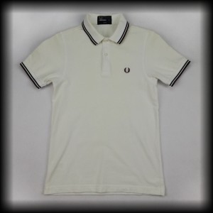 Polo Fred Perry XS białe z bordowo granatową lamówką