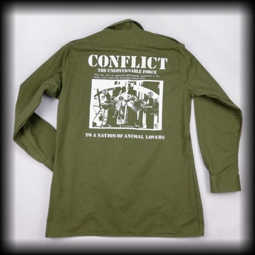 Koszula Conflict LXL DIY punk zielona wojskowa23.jpg