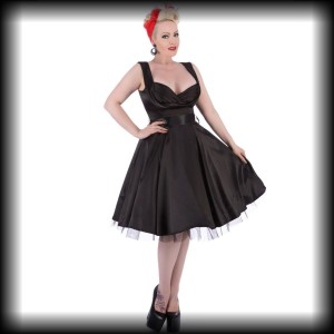 Sukienka Pin Up Hearts & Roses XS czarna satynowa 