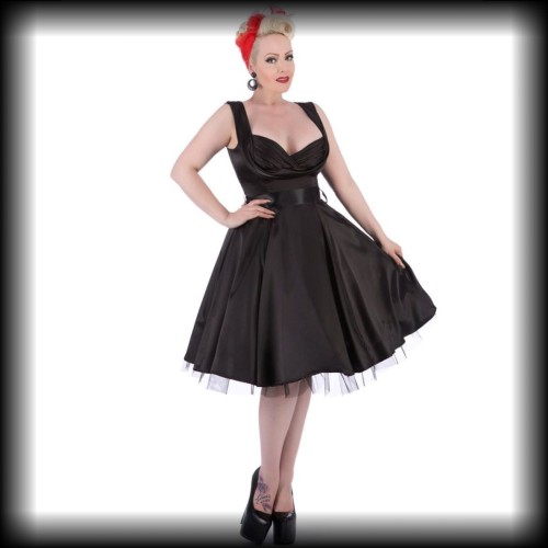 Sukienka Pin Up Hearts &amp; Roses XS czarna satynowa.jpg