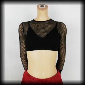 Bluzka crop top XS/S czarna siateczka