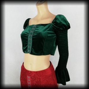 Bluzka aksamitna gorsetowa M/L crop top goth victorian
