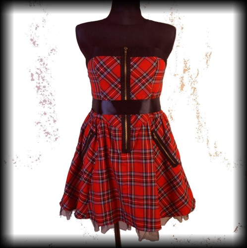 Sukienka mini Pin Up Punk L szkocka krata1.JPG
