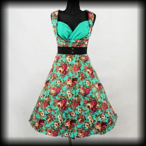 Sukienka Pin Up Lindy Bop M zielona w kwiaty