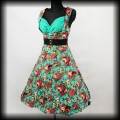 Sukienka Pin Up Lindy Bop M zielona w kwiaty2.jpg