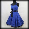Sukienka Pin Up Hearts &amp; Roses XL niebieska w groszki2.jpg