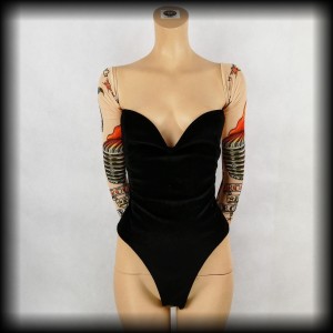 Body goth XS/S czarny aksamit