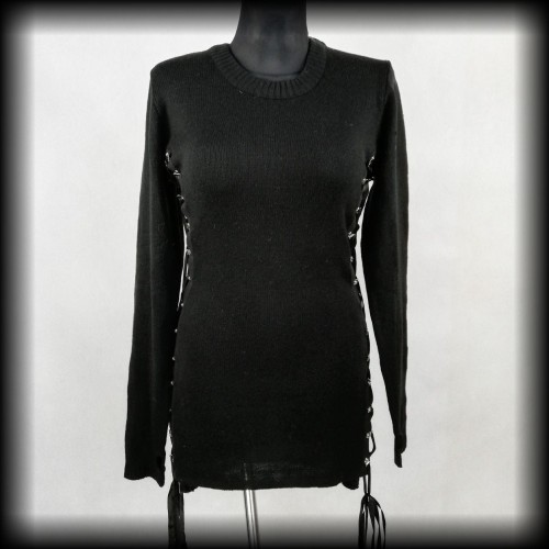 Sweter goth punk L Heartless czarny długi.jpg