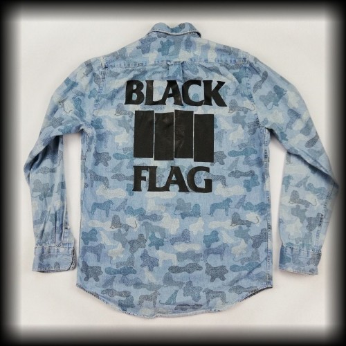 Koszula Black Flag S DIY niebieska w ciapki3.jpg