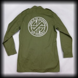 Koszula Crass L/XL DIY punk zielona wojskowa 