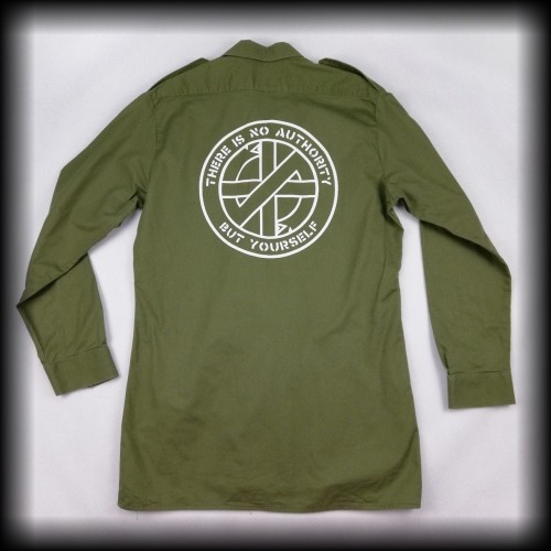 Koszula Crass LXL DIY punk zielona wojskowa4.jpg