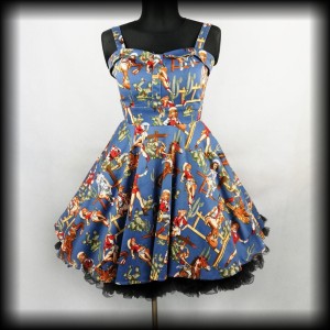 Sukienka Pin Up L niebieska country western