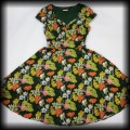 Sukienka Retro Joe Browns LXL zielona w kwiaty w jesiennych barwach6.jpg