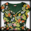 Sukienka Retro Joe Browns LXL zielona w kwiaty w jesiennych barwach8.jpg