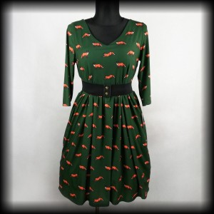 Sukienka retro w rude liski XL Popsy Nowa