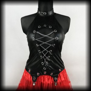 Bluzka Goth Fetish L łańcuchy i nity