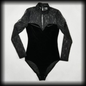 Body welurowe z koronką XS