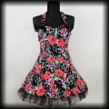 Sukienka Pin Up Punk H&amp;R L czarna mini czaszki róże.jpg