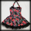 Sukienka Pin Up Punk H&amp;R L czarna mini czaszki róże6.jpg