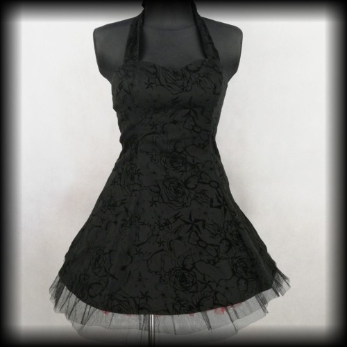 Sukienka mini Pin Up Punk H&amp;R L czarna old school.jpg
