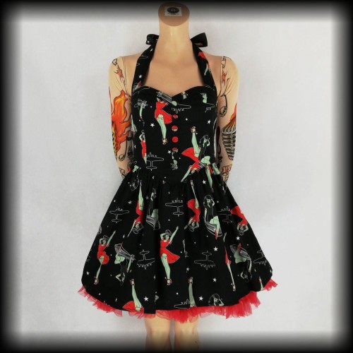 Sukienka mini Hell bunny S Pin Up cosmic zombie Psychobilly2.jpg