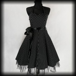 Sukienka Pin Up H&R M/L czarna w  groszki