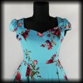 Sukienka Pin Up Hearts &amp; Roses L błękitna w kwiaty3.jpg