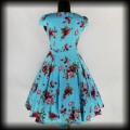 Sukienka Pin Up Hearts &amp; Roses L błękitna w kwiaty5.jpg