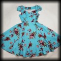 Sukienka Pin Up Hearts &amp; Roses L błękitna w kwiaty6.jpg