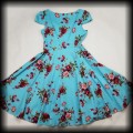 Sukienka Pin Up Hearts &amp; Roses L błękitna w kwiaty91.jpg
