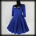 Sukienka Pin Up Hearts &amp; Roses L niebieska w groszki z rękawkami 122.jpg
