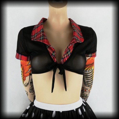 Bluzka crop top S czarna transparentna z kratką.jpg